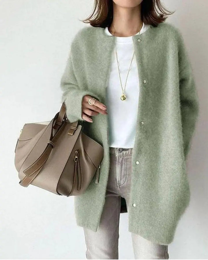 Cardigan femme en laine et mohair pour automne hiver maille chaude élégante