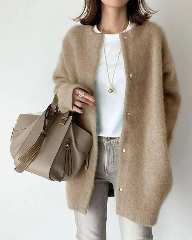 Cardigan femme en laine et mohair pour automne hiver maille chaude élégante