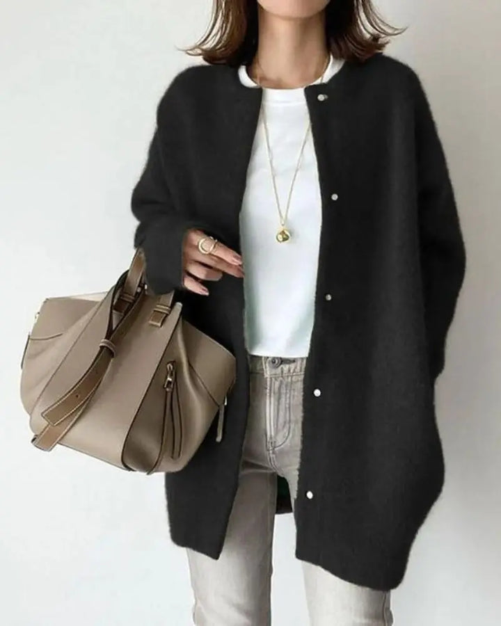 Cardigan femme en laine et mohair pour automne hiver maille chaude élégante