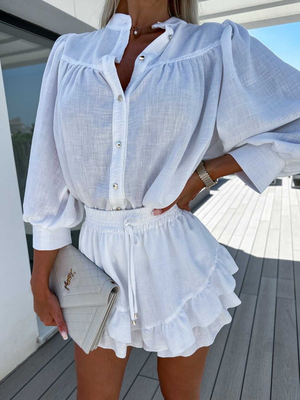 Janica - Elegant buttoned skirt set for a stylish look