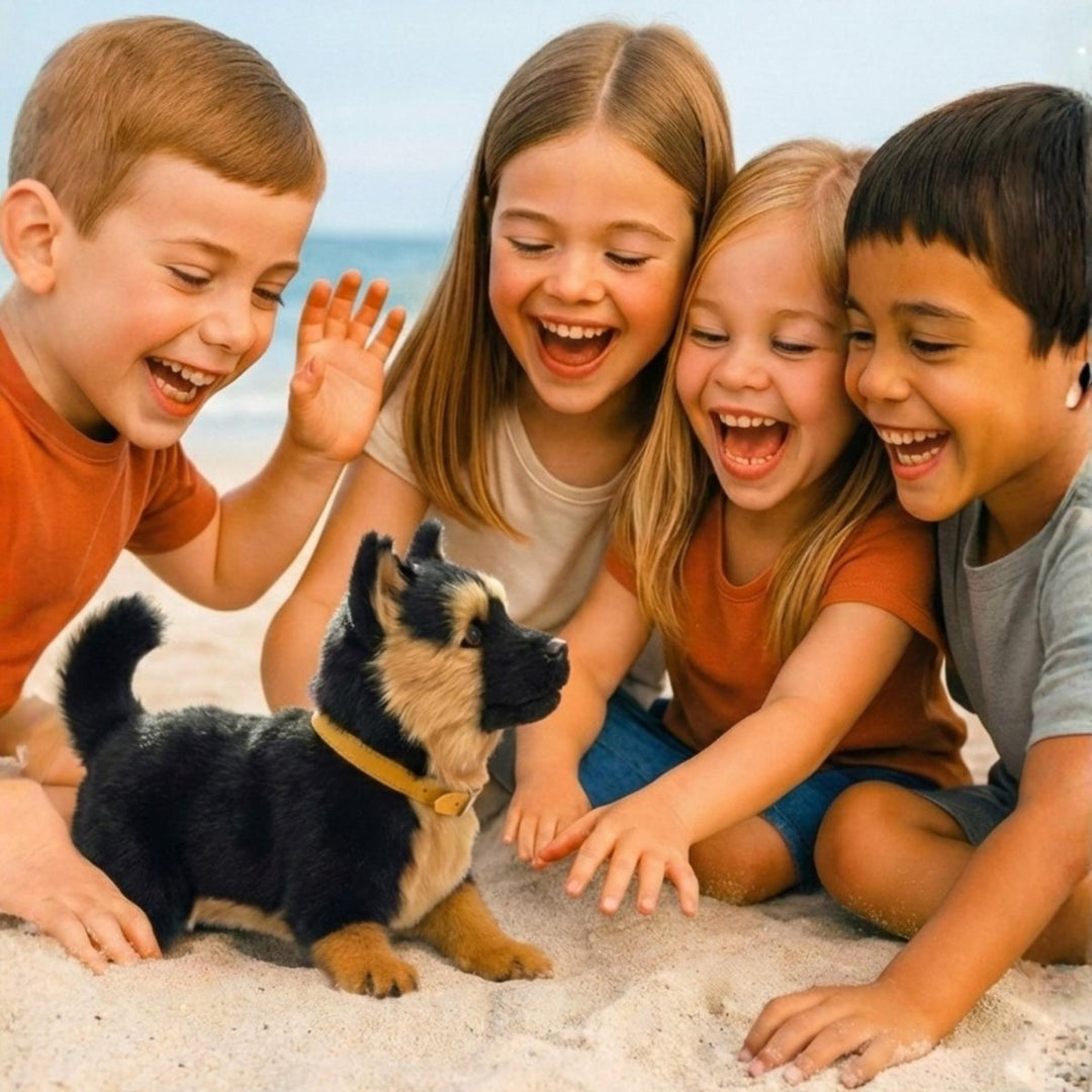 Jouet de Chiot Berger Allemand Réaliste – Animal Électronique Interactif avec Marche, Aboiement & Queue qui Remue