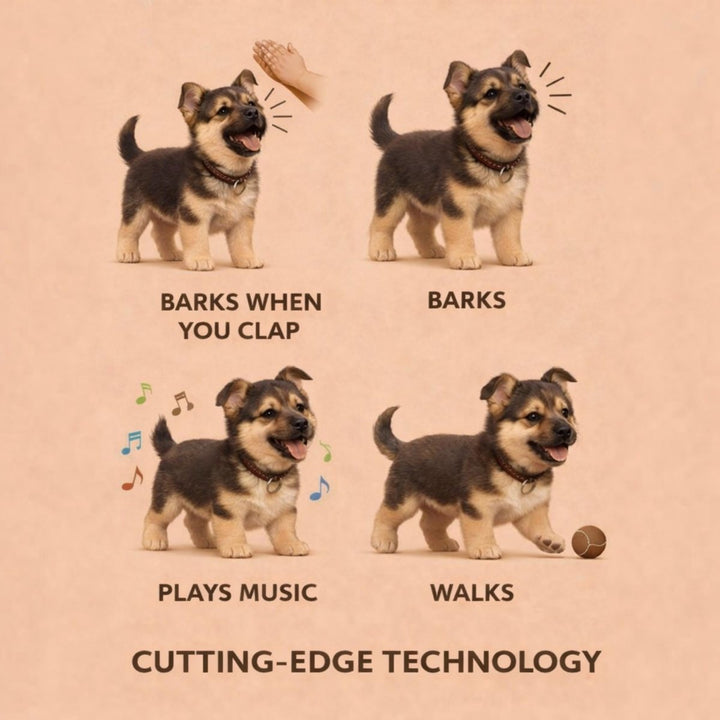 Jouet de Chiot Berger Allemand Réaliste – Animal Électronique Interactif avec Marche, Aboiement & Queue qui Remue