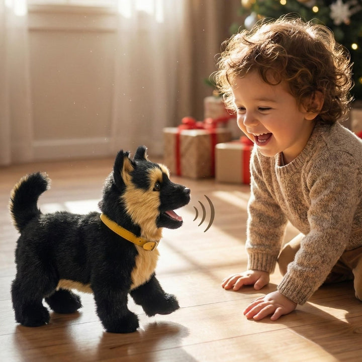 Jouet de Chiot Berger Allemand Réaliste – Animal Électronique Interactif avec Marche, Aboiement & Queue qui Remue