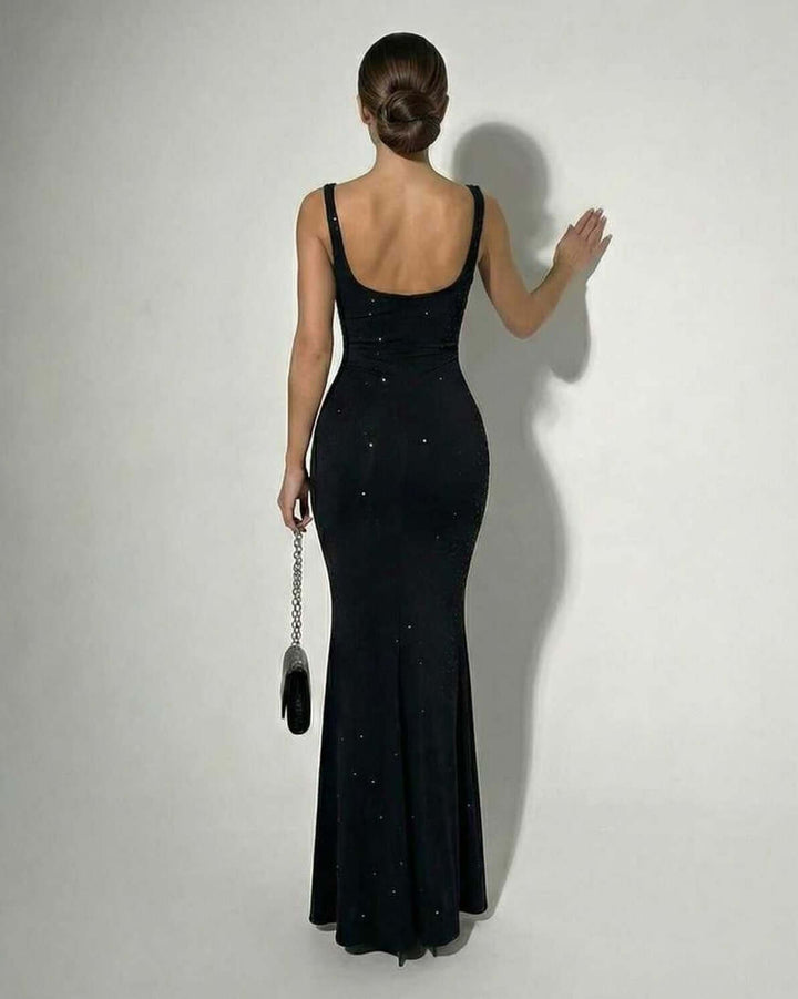 Robe maxi femme en satin extensible élégante pour soirée et occasions spéciales été