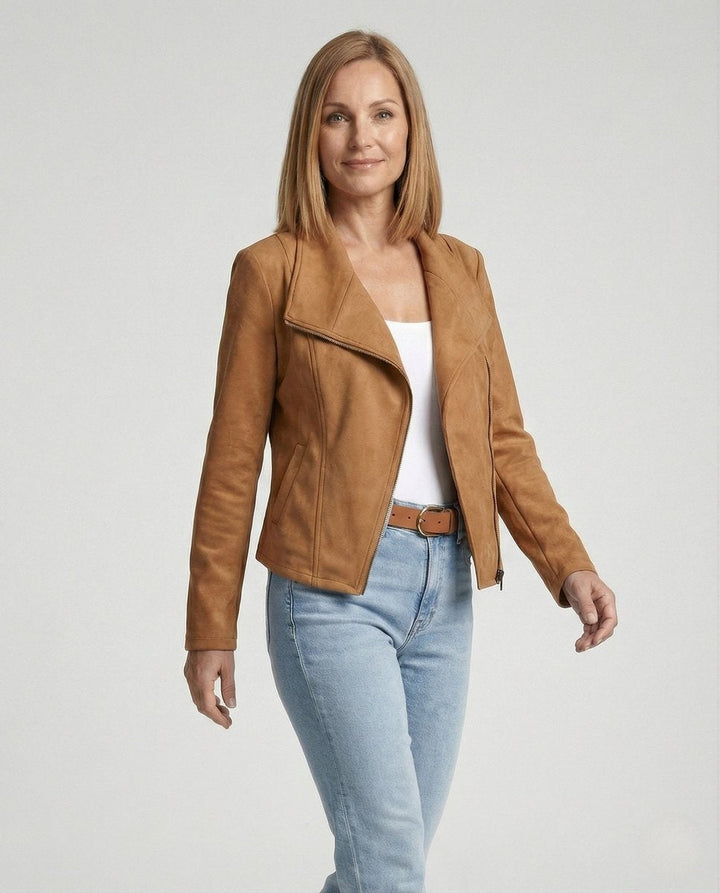 Veste perfecto femme en suédine pour la mi-saison, automne
