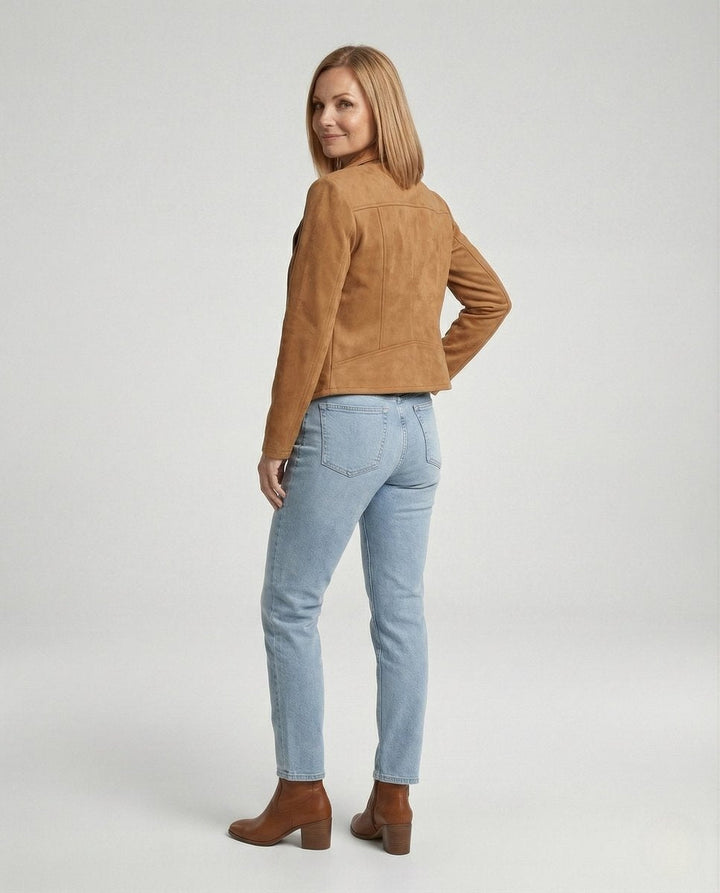 Veste perfecto femme en suédine pour la mi-saison, automne