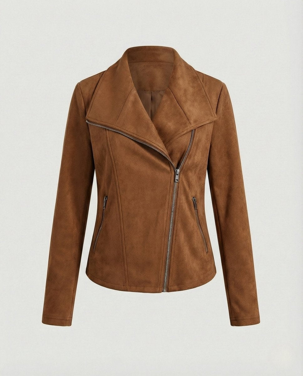 Veste perfecto femme en suédine pour la mi-saison, automne