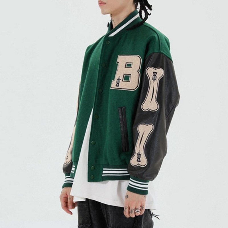 Veste baseball varsity pour femme en polaire avec similicuir, pour l’automne