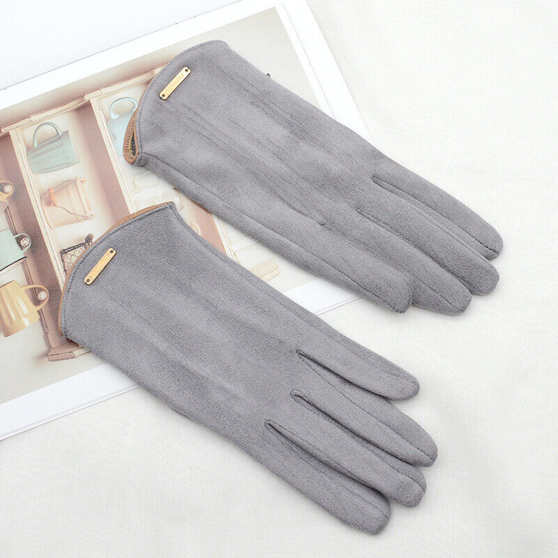 Elegant women's suede gloves lined with cashmere for winter with touchscreen functionality