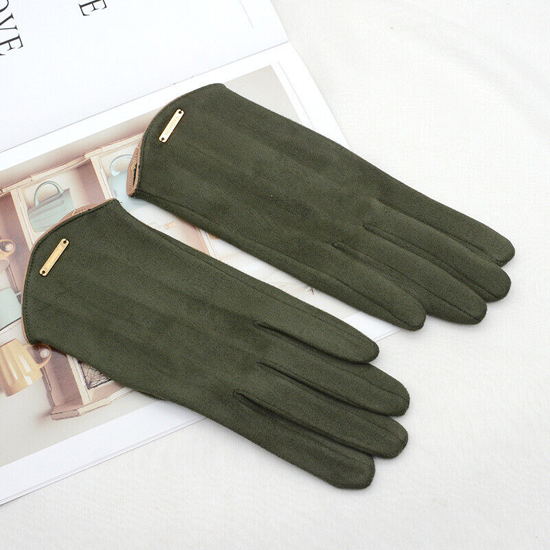 Elegant women's suede gloves lined with cashmere for winter with touchscreen functionality