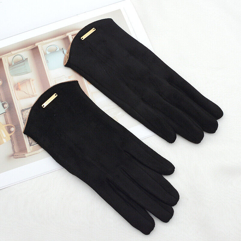 Elegant women's suede gloves lined with cashmere for winter with touchscreen functionality