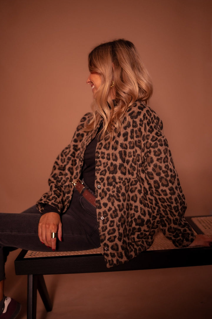 Women's cotton leopard-print mid-season jacket