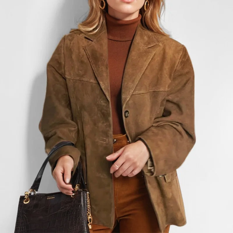 Veste-chemise femme en suédine, coupe ample, pour l’automne et la mi-saison