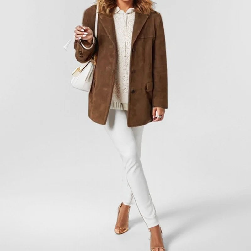 Veste-chemise femme en suédine, coupe ample, pour l’automne et la mi-saison