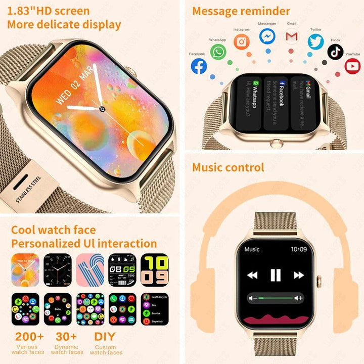 LuxeTime | Elegant Smartwatch for Women with Activity Tracker, Heart Rate Monitor, and Chic Design.
