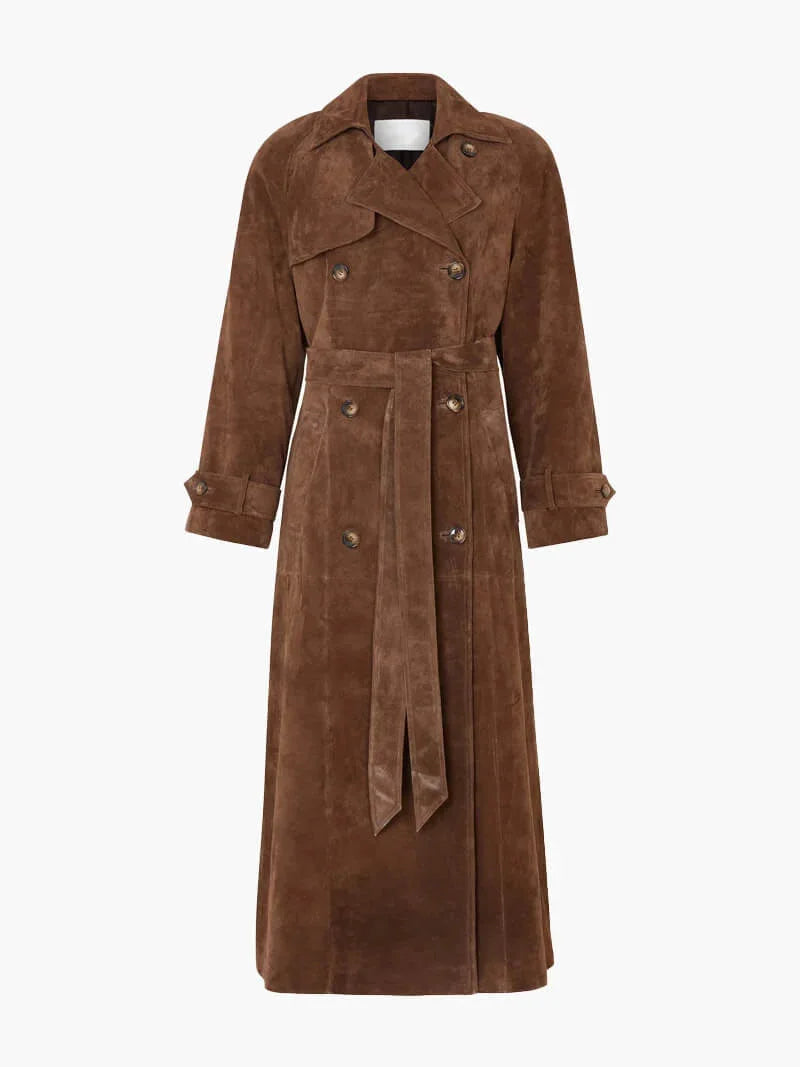 Women’s trench coat with a belt and elegant notched collar for cool autumn days