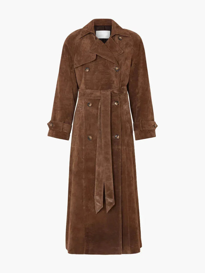 Women’s trench coat with a belt and elegant notched collar for cool autumn days