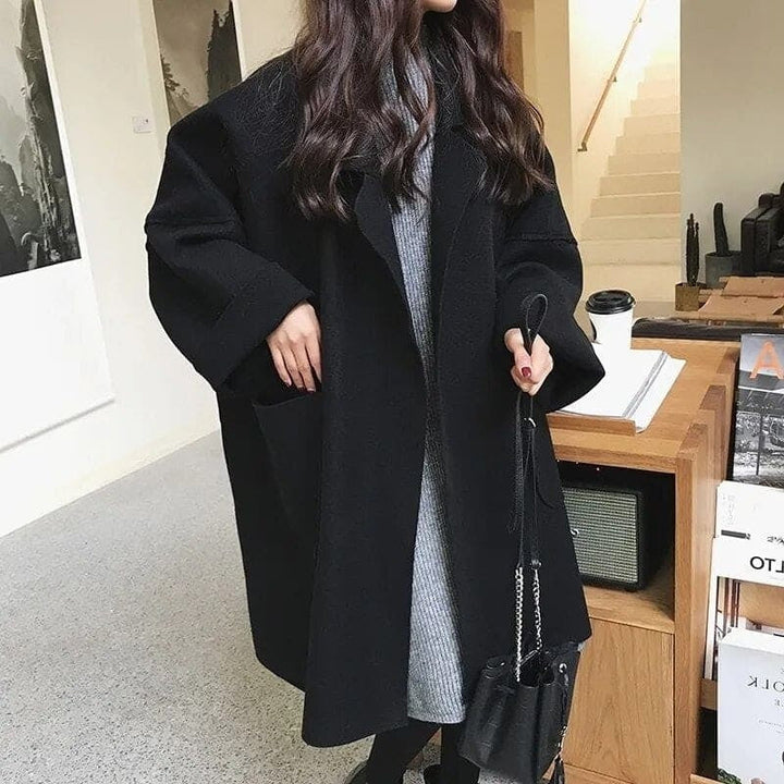 Manteau long oversize pour femme en laine, automne-hiver et mi-saison