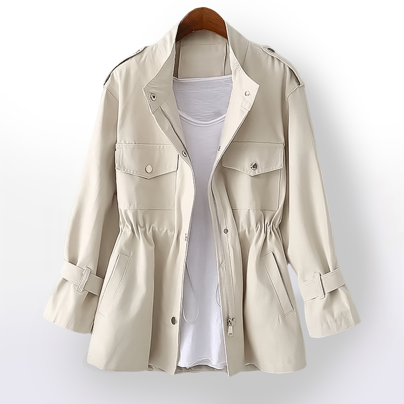 Veste militaire femme en coton, courte et cintrée, pour l’automne