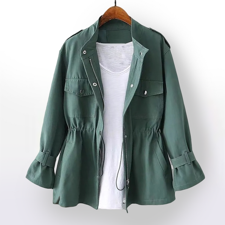 Veste militaire femme en coton, courte et cintrée, pour l’automne