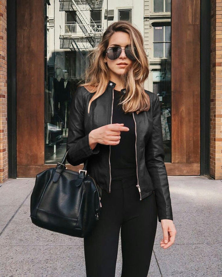 Veste perfecto femme ajustée en similicuir pour l’automne