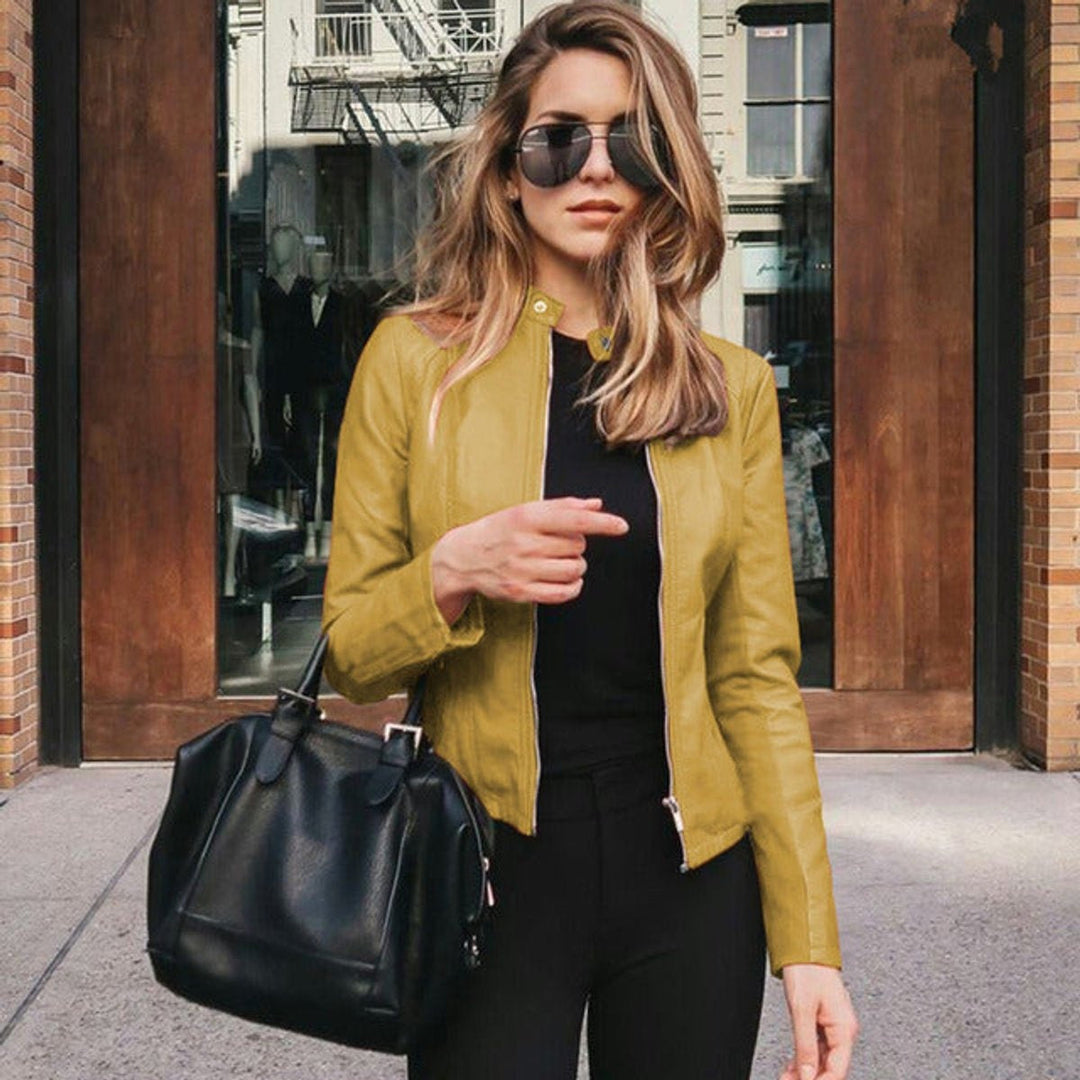 Veste perfecto femme ajustée en similicuir pour l’automne