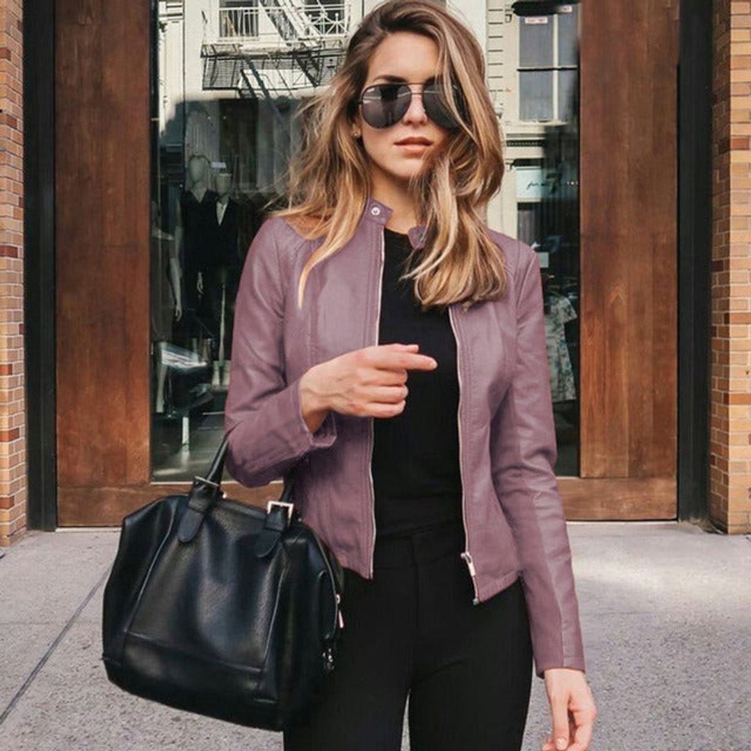 Veste perfecto femme ajustée en similicuir pour l’automne