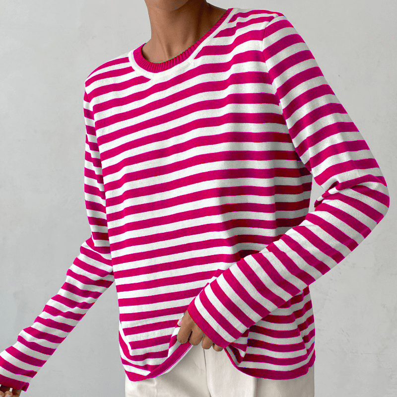 Pull femme rayé en maille de laine pour l’automne