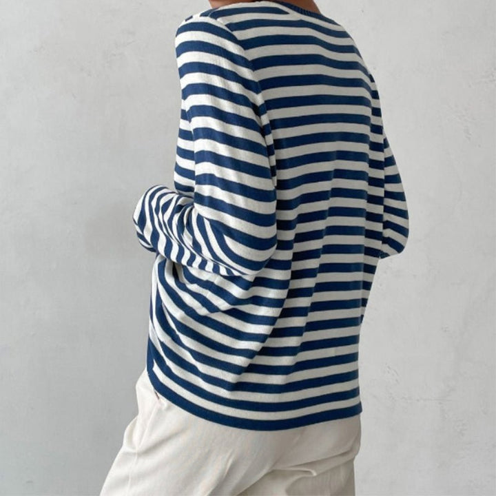 Pull femme rayé en maille de laine pour l’automne