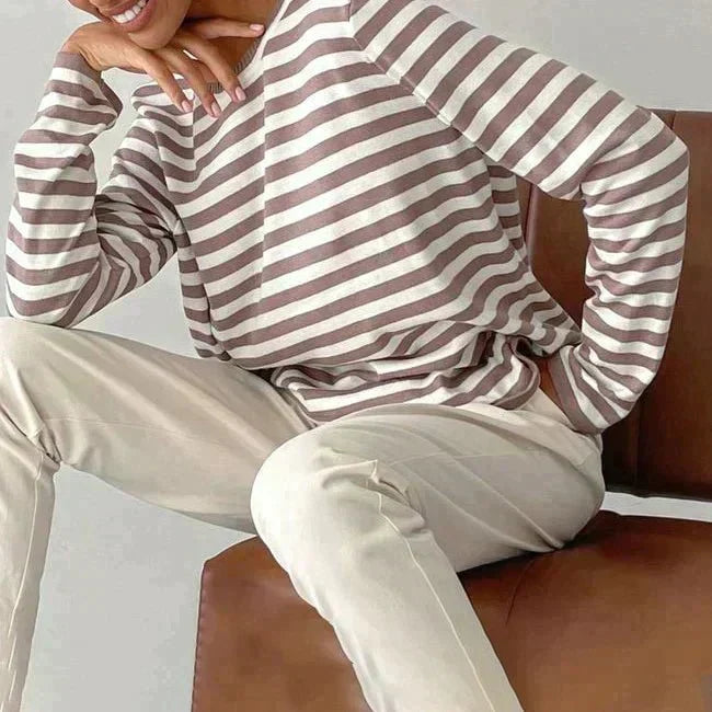 Pull femme rayé en maille de laine pour l’automne
