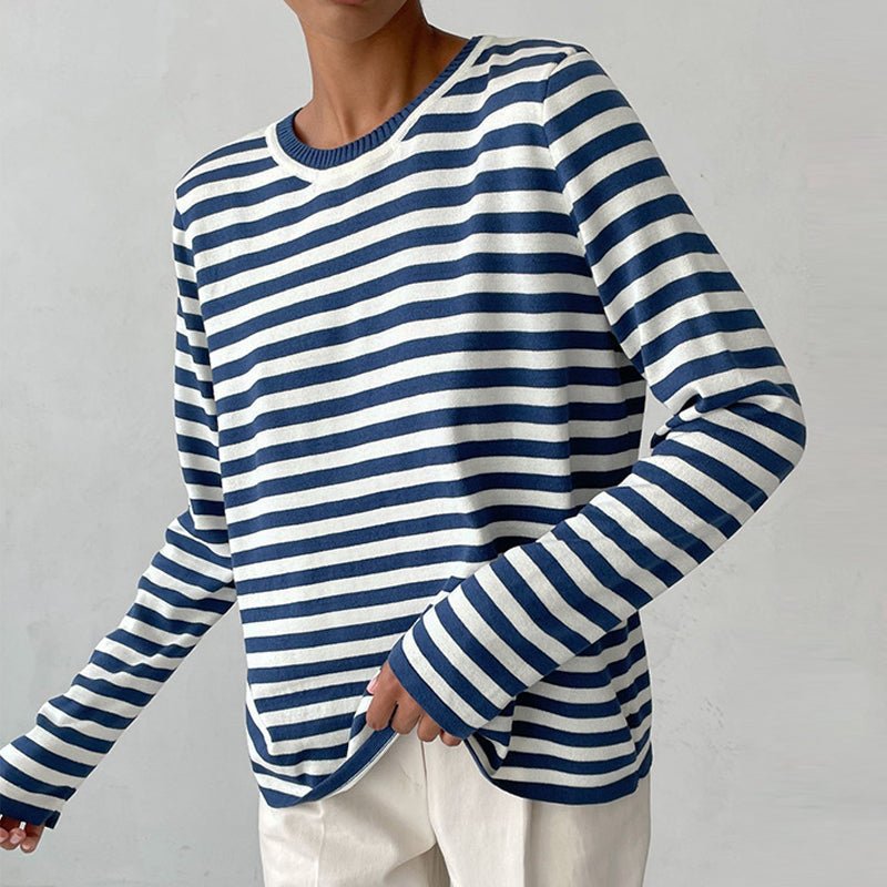 Pull femme rayé en maille de laine pour l’automne
