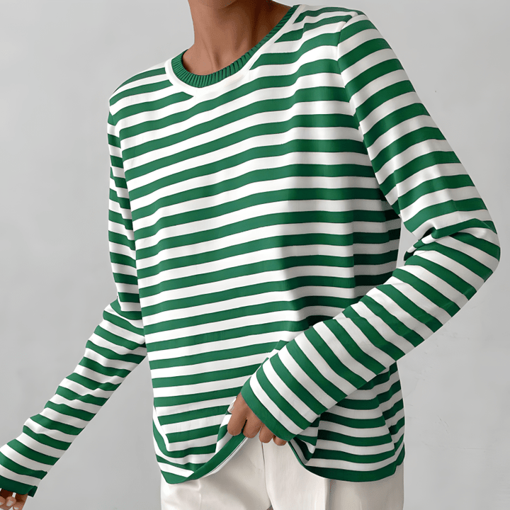 Pull femme rayé en maille de laine pour l’automne