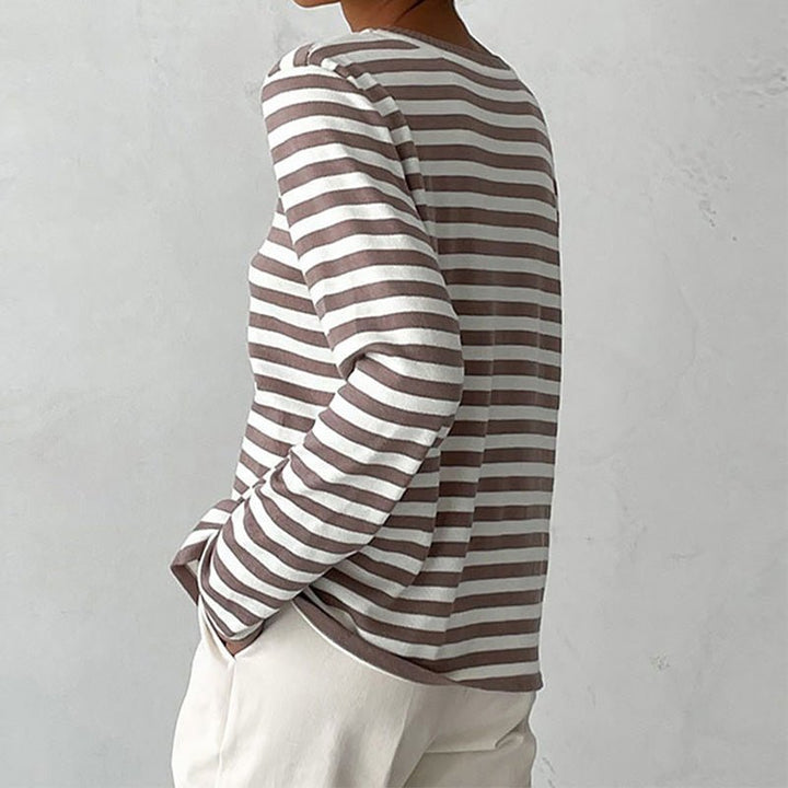 Pull femme rayé en maille de laine pour l’automne