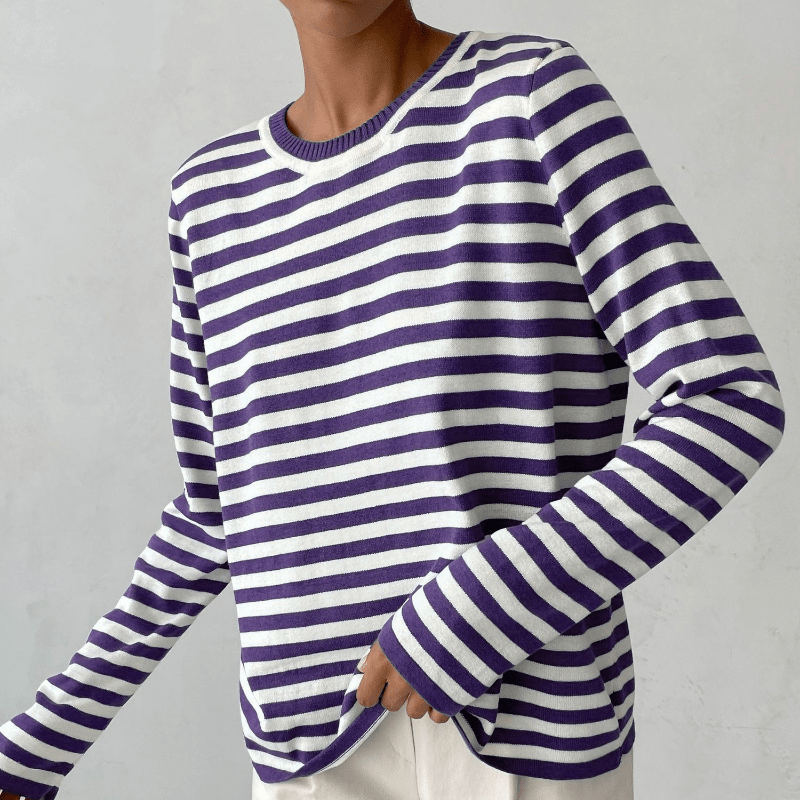 Pull femme rayé en maille de laine pour l’automne