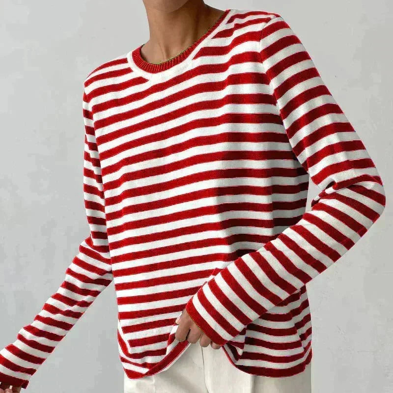 Pull femme rayé en maille de laine pour l’automne