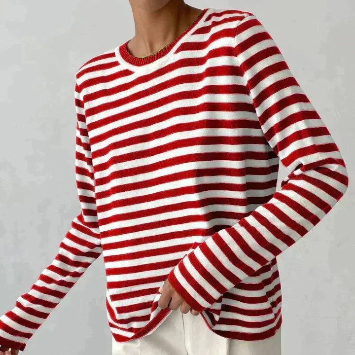 Pull femme rayé en maille de laine pour l’automne