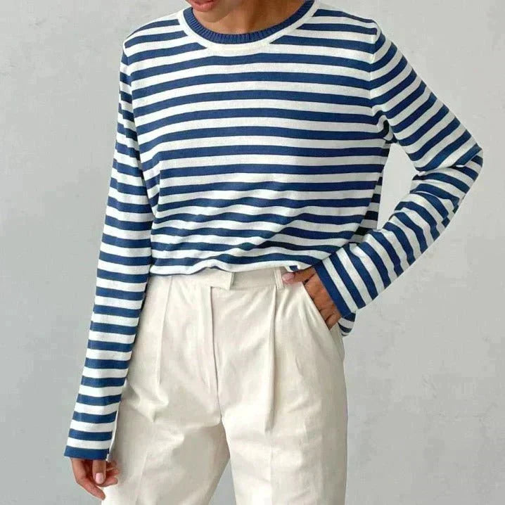 Pull femme rayé en maille de laine pour l’automne