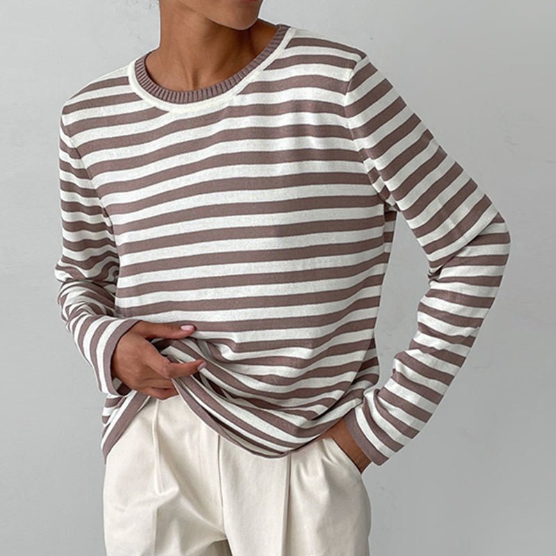 Pull femme rayé en maille de laine pour l’automne