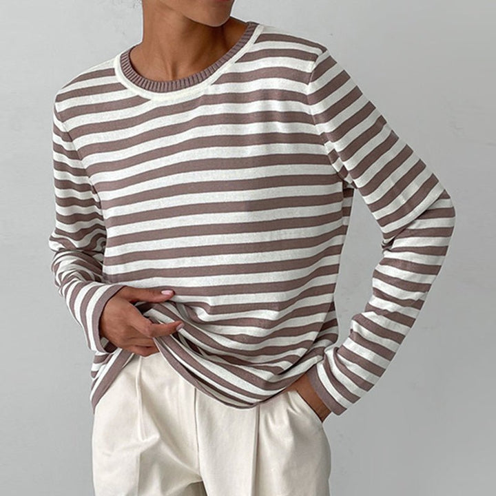 Pull femme rayé en maille de laine pour l’automne