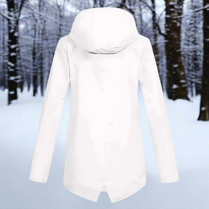 Long waterproof hooded women's parka for autumn