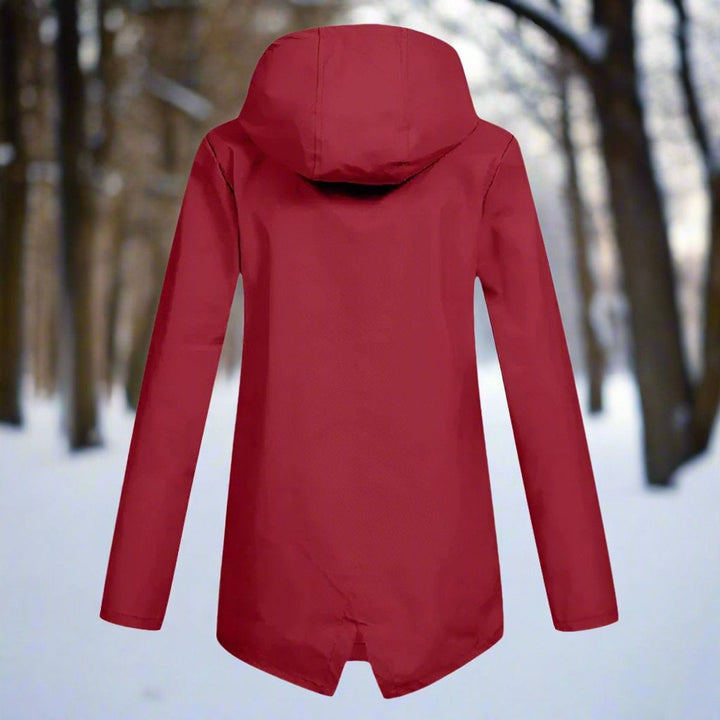 Long waterproof hooded women's parka for autumn