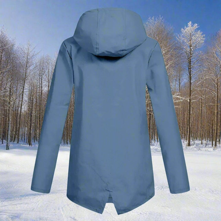 Long waterproof hooded women's parka for autumn