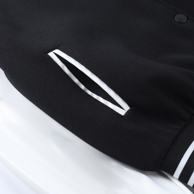 Veste varsity oversize pour femme en tissu flausz avec simili cuir, pour l’automne