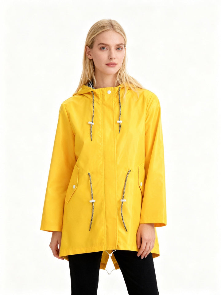 Manteau de pluie imperméable pour femme avec capuche, automne