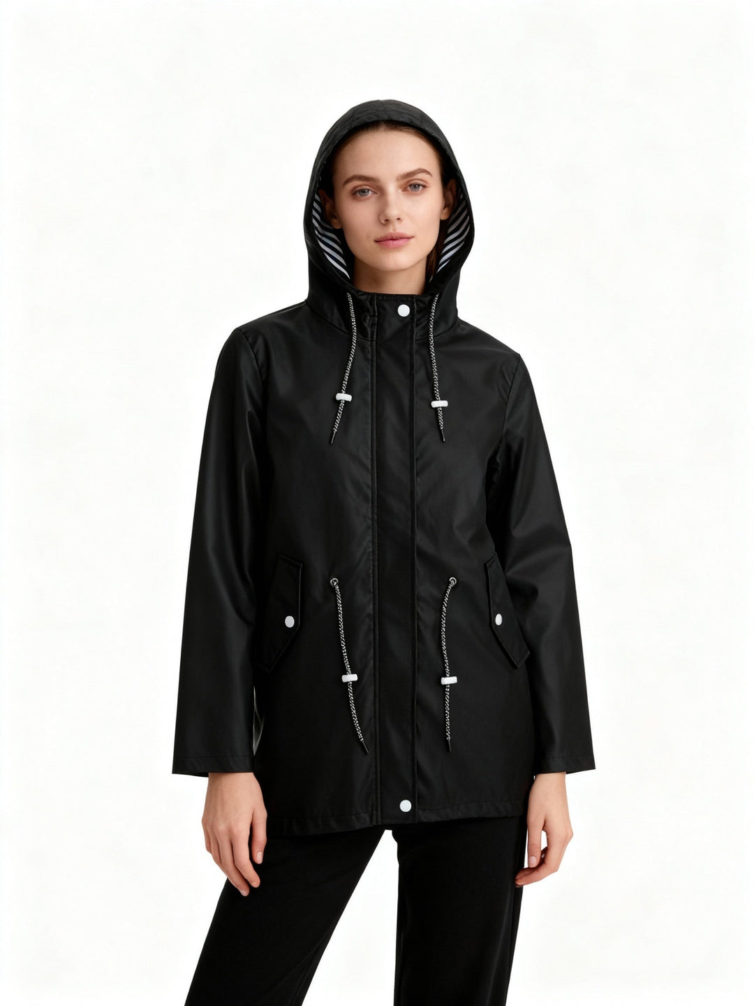 Manteau de pluie imperméable pour femme avec capuche, automne