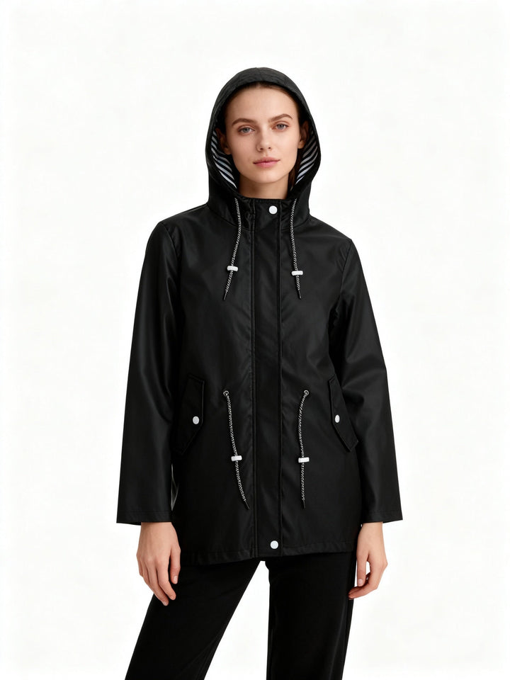 Manteau de pluie imperméable pour femme avec capuche, automne
