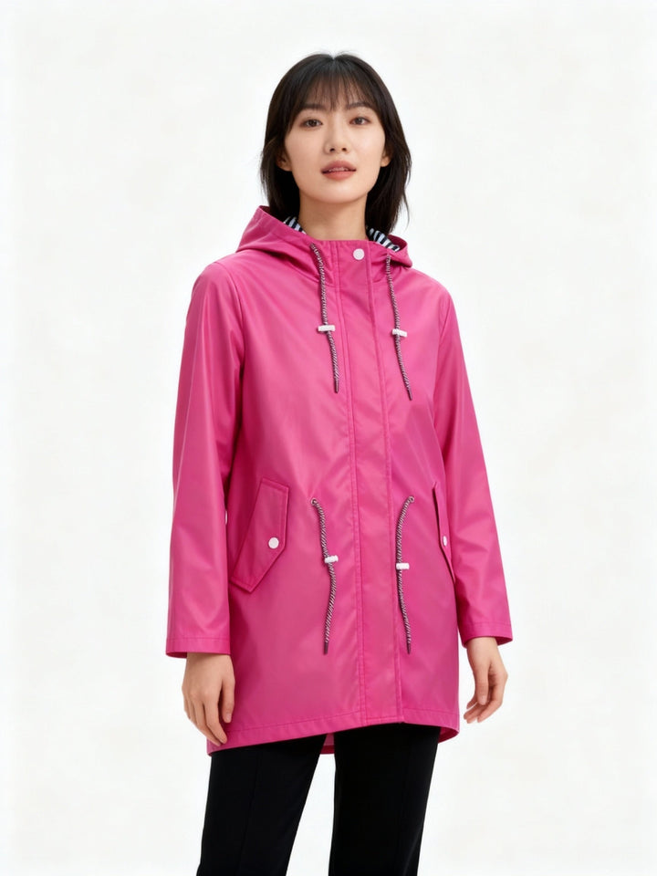 Manteau de pluie imperméable pour femme avec capuche, automne