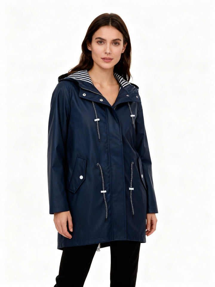 Manteau de pluie imperméable pour femme avec capuche, automne
