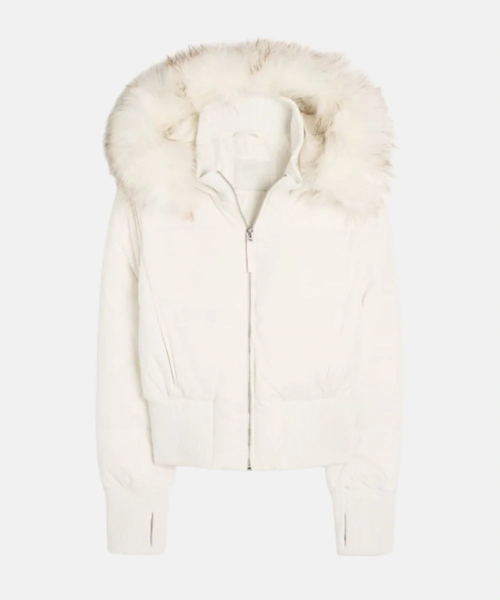 Doudoune courte pour femme à capuche bordée de fourrure, chaude pour l’hiver