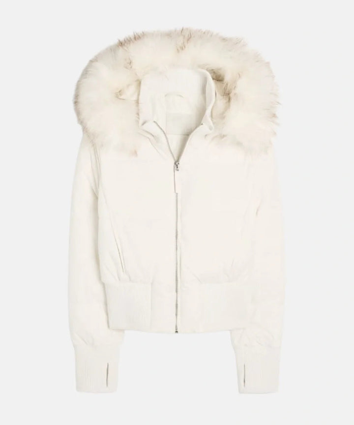 Doudoune courte pour femme à capuche bordée de fourrure, chaude pour l’hiver